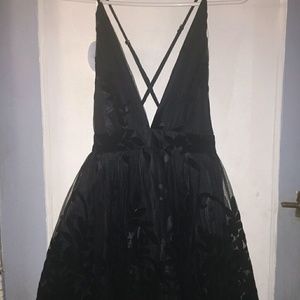 Black trendy cross back dress